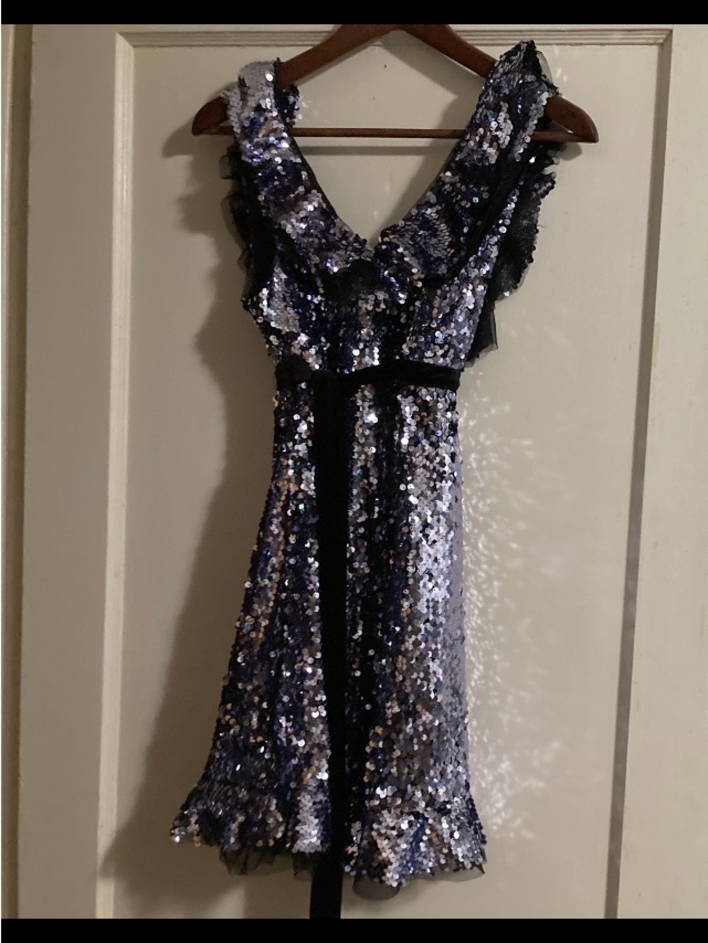 Free People size 4 small purple Sequin festival bohemian Mini EUC Dress